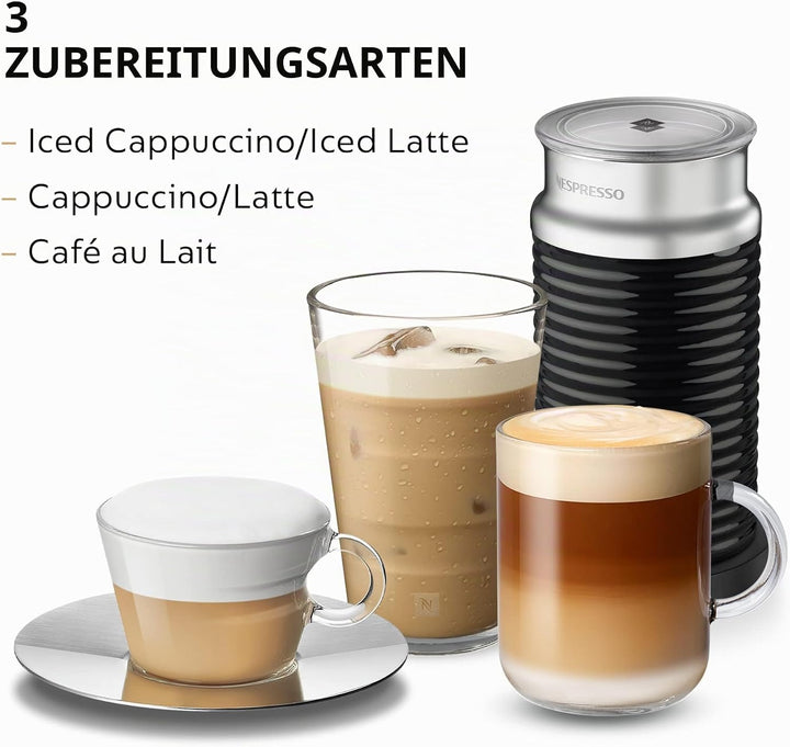 Nespresso Aeroccino3 Milchaufschäumer, Einheitsgrösse, Schwarz, Milchaufsch&amp;