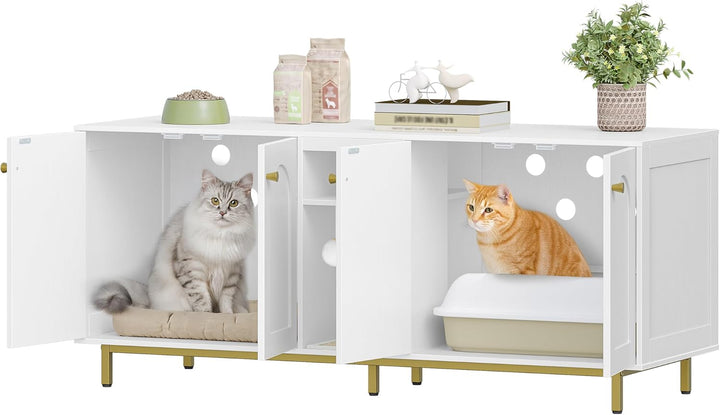 Hzuaneri Katzenschrank für 2 Katzen, Katzenklo Schrank, Katzenhaus Versteckt mit Doppelräumen, Mit S