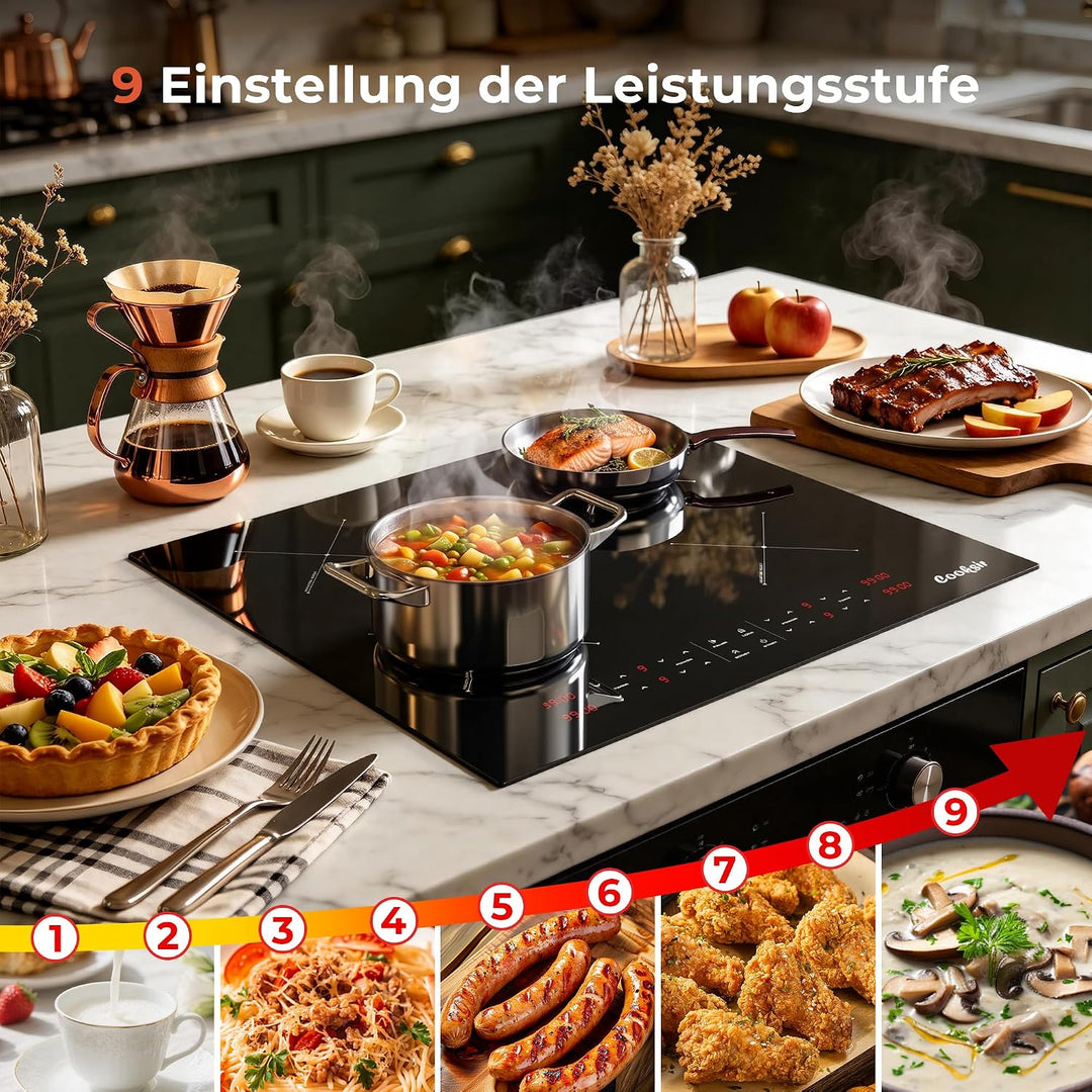 Induktionkochfeld 4 Platten, Cooksir Einbau Kochfeld 7200W 60CM-A| 4er, 60CM-A| 4er