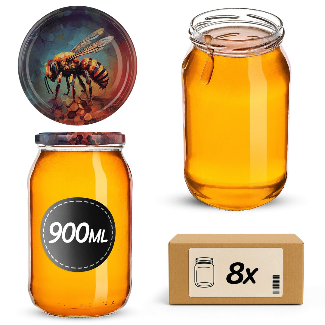 KADAX Einmachgläser 900ml TO82, Grosse Sturzgläser mit Schraubdeckel, Einkochgläser Fermentierglas f