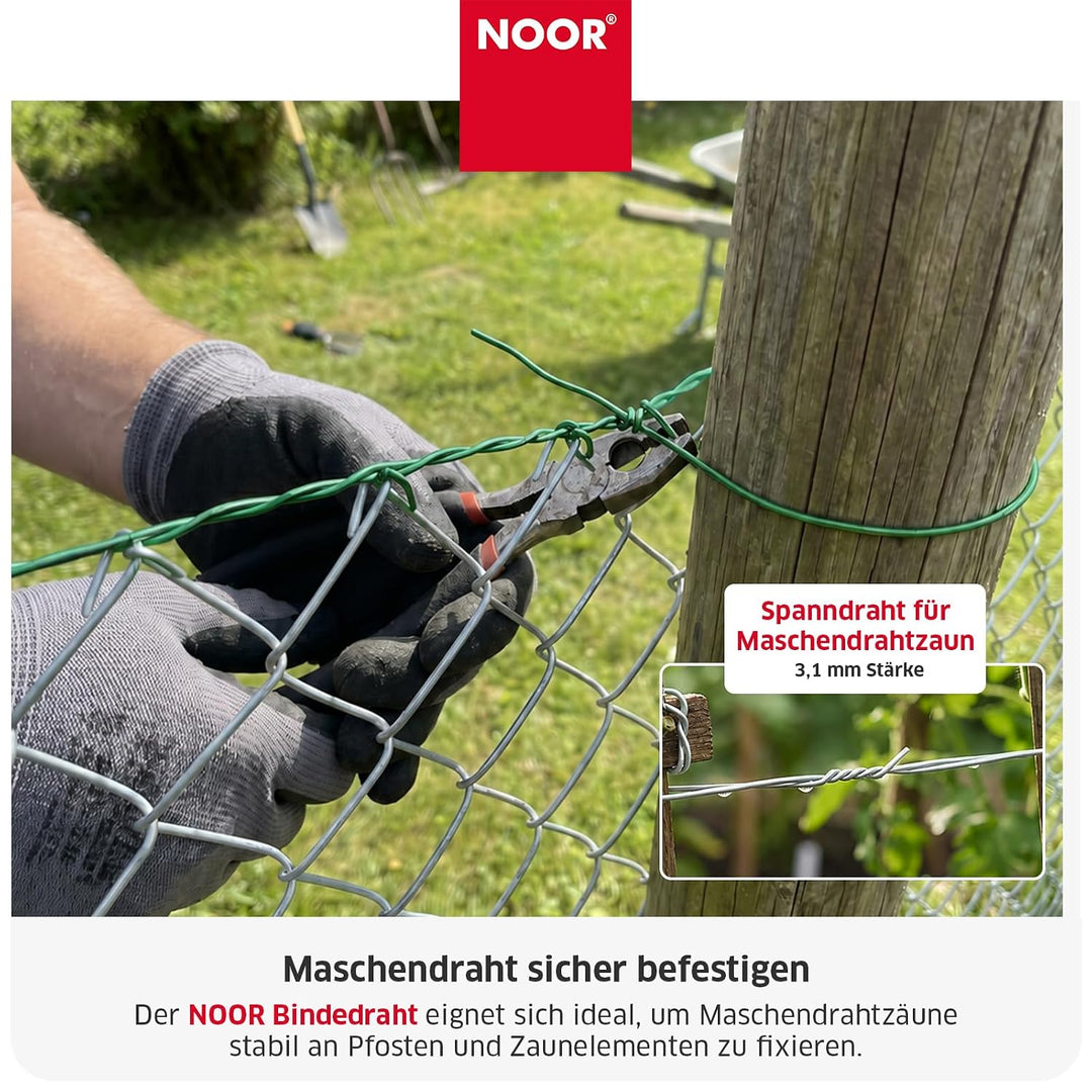NOOR Bindedraht - Blumendraht Pflanzenbinder PVC-ummantelt - Grün 55 m Ummantelt 55 m, Ummantelt 55