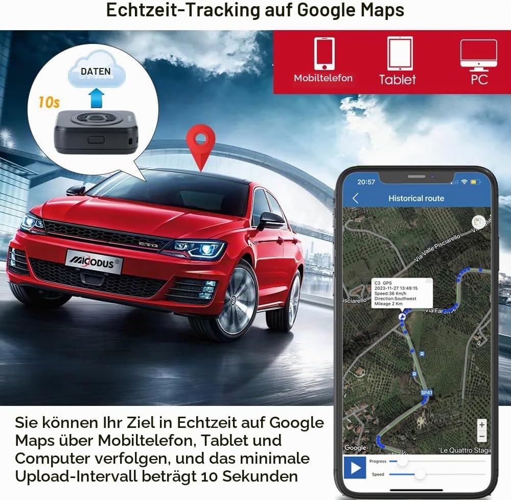 TKMARS 4G GPS Tracker, Mini GPS Ortungsgerät in Echtzeit weltweit, GPS Peilsender für Auto, Kinder,