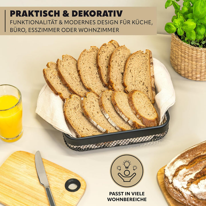 eluno Obstkorb, Brotkorb 2er Set, moderne eckige Obstschalen, Drahtkörbe in zwei Grössen, ideal geei