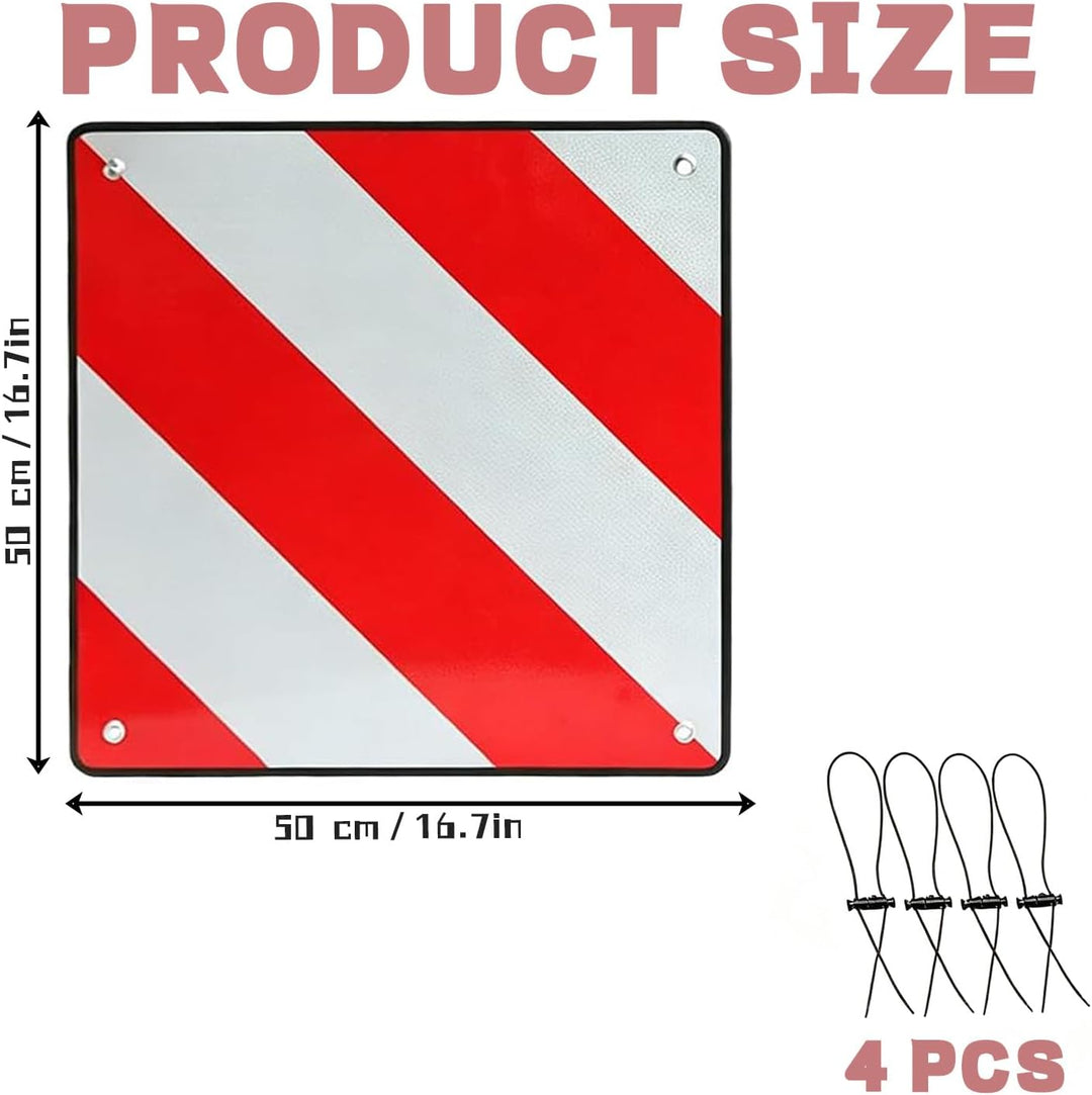 2 in 1 Warntafel Italien und Spanien, 50 x 50 cm Reflektierendes Warnschild mit 4 Spannseilen, Doppe