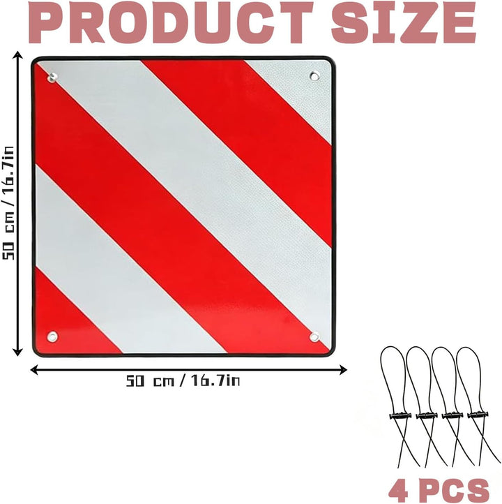 2 in 1 Warntafel Italien und Spanien, 50 x 50 cm Reflektierendes Warnschild mit 4 Spannseilen, Doppe