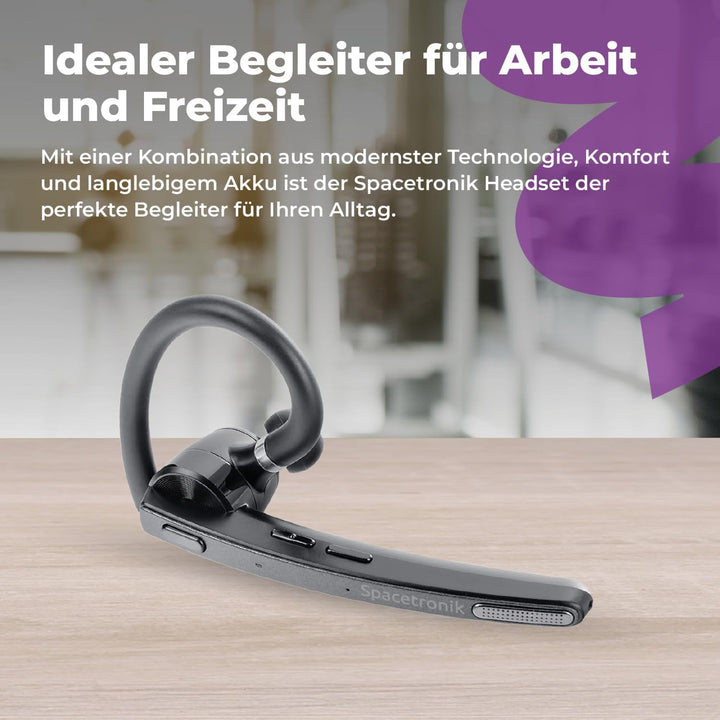 Spacetronik Bluetooth Headset mit Qualcomm Chip, Freisprechanlage Ohr