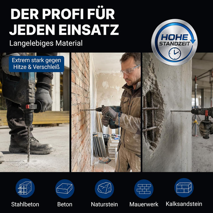 SDS Plus Betonbohrer Set PGM zertifiziert [5tlg. Ø 5-8 mm]