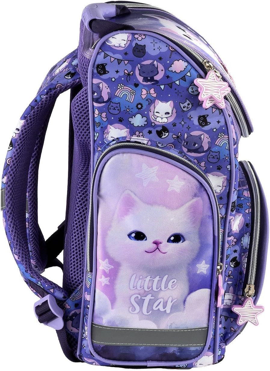 PASO- Schulranzen für Mädchen, 8er-Set - Schul-Rucksack für Kinder mit Federmäppchen - Schuhbeutel T