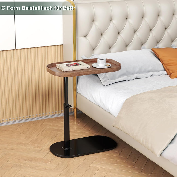 Beistelltisch C Form Höhenverstellbar, Klein Couch Beistelltisch, 360° Drehbarer C Form Beistelltisc