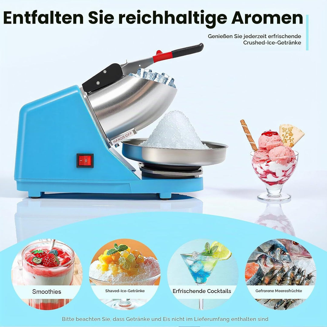 Elektrischer Ice Crusher, Edelstahl Eiszerkleinerer Crusheisbereiter, Kapazität von zerstossenem Eis