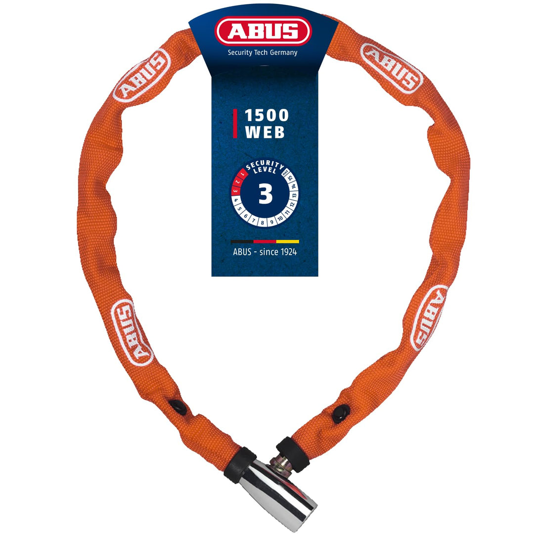 ABUS Kettenschloss 1500 Web – Fahrradschloss aus Spezialstahl – 4 mm dicke Rundkette - ABUS-Sicherhe