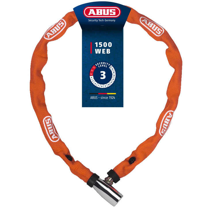 ABUS Kettenschloss 1500 Web – Fahrradschloss aus Spezialstahl – 4 mm dicke Rundkette - ABUS-Sicherhe
