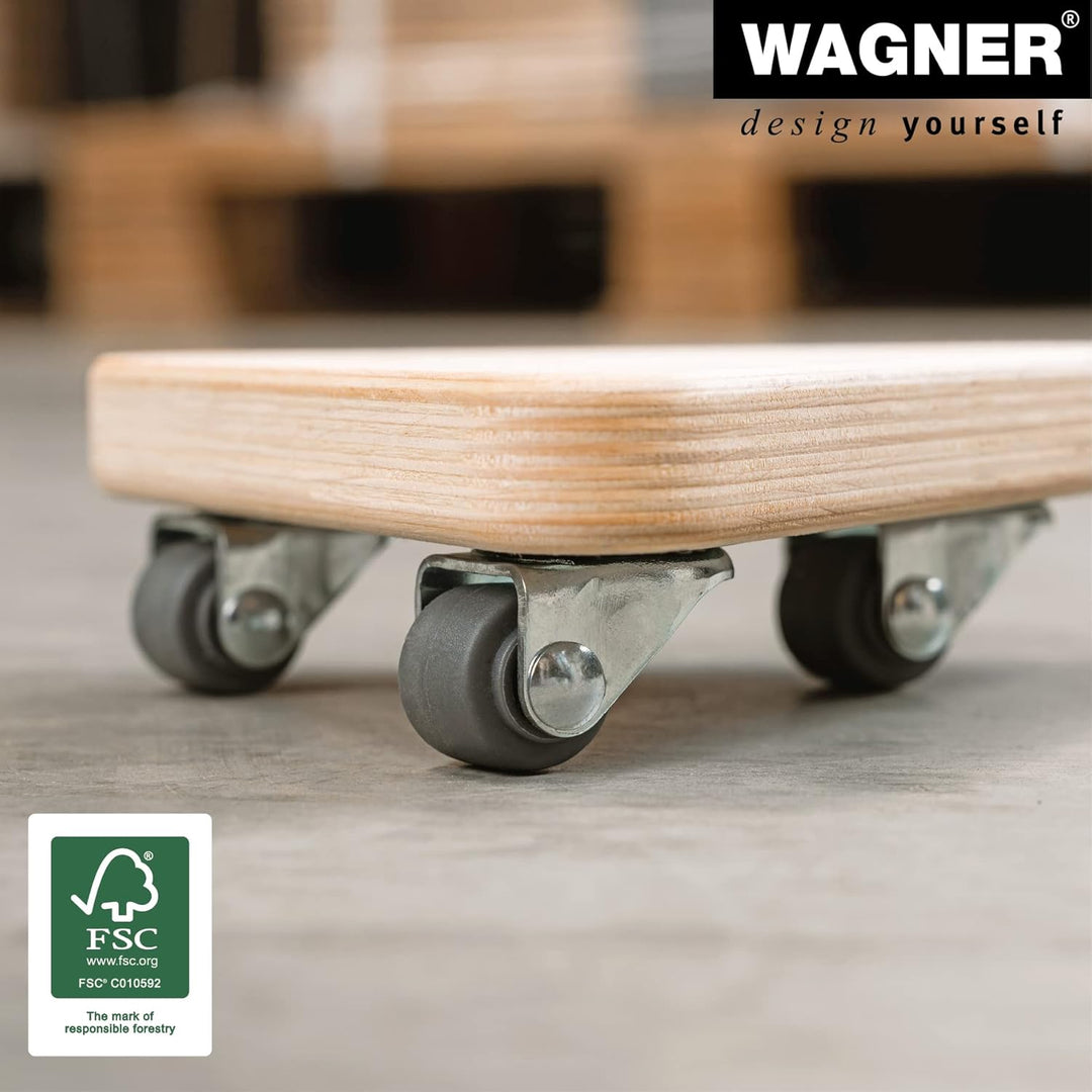 WAGNER Transportroller Transporthilfe I Möbelhund aus Schichtholz 14 x 14 x 14 x 4,5 cm, Tragkraft 1