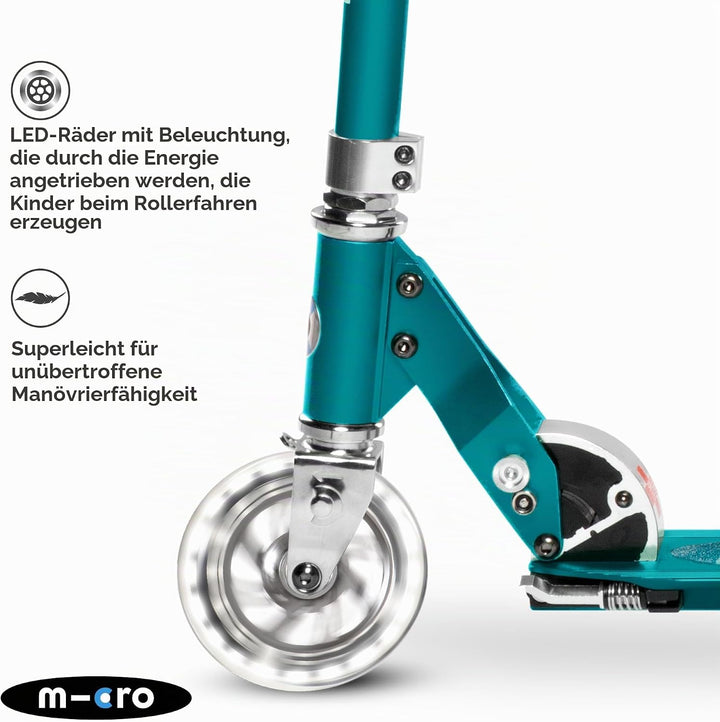 Micro Roller | Micro Sprite LED Kinderroller | Lenker verstellbar | Leuchtrollen | Faltbar | 5-12 Ja