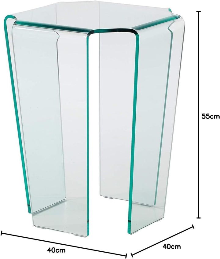 IMAGO FACTORY Fjord | Tisch Servetto – Lampentisch aus gebogenem Glas, transparent, für Wohnzimmer,