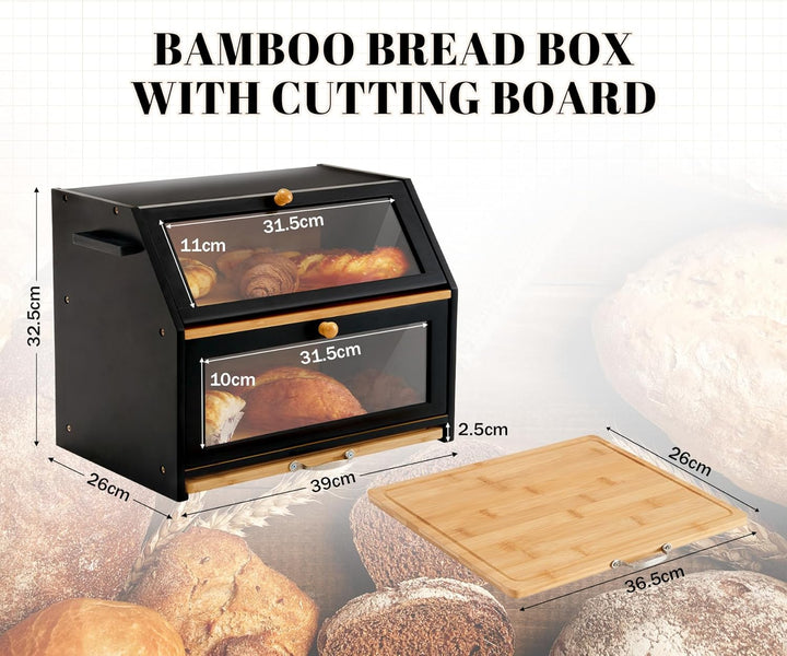 YOUDENOVA Brotkasten Bambus Eco Brotbox Brotkorb mit Schneidebrett Aufbewahrungsbox Küche Brotaufbew