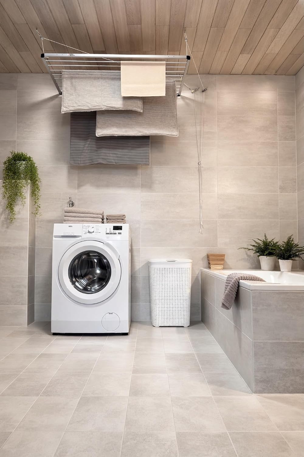 Lift Deckenwäscheständer - Deckentrockner - Wäscheständer für die Decke 120cm für Badewanne, Balkon,