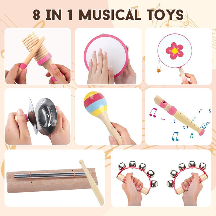 Musikinstrumente-Spielzeug für Kleinkind-Mädchen ab 1-3 Jahre | 8-in-1 Pädagogisches Montessori Spie
