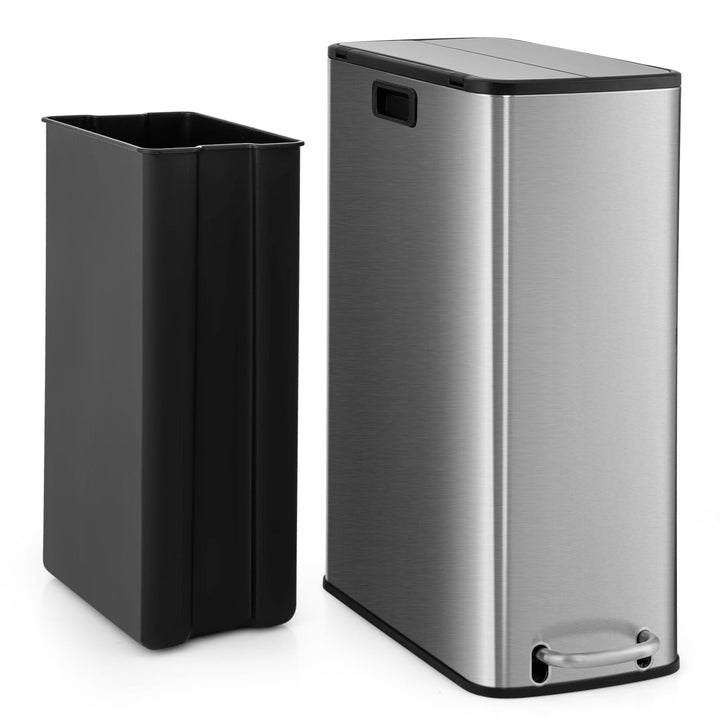 LIFEZEAL 45L Mülleimer, Mülltrennsysteme mit Deckel für Mülltrennung, Bin aus Edelstahl mit doppelte