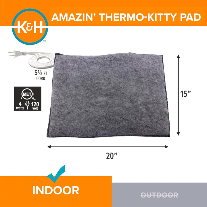 K&amp;H PET PRODUCTS Amazin Kitty Pad Beheiztes Katzenbett für den Innenbereich, fängt Tierhaare und Sch