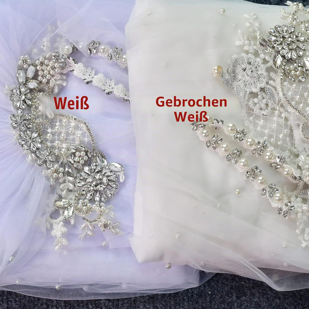 Wedding Shawl Pearls and Rhinestone Capes Soft Tulle Bridal Scarf Evening Shawl Wedding Wraps Off Wh