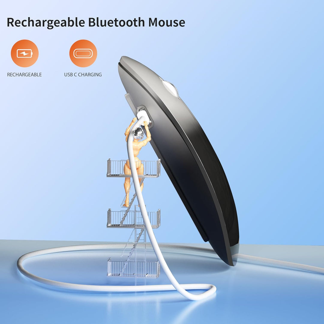 Uiosmuph Bluetooth Maus, Kabellose Maus mit USB-Nano-Empfänger, Tri-Mode (Dual Bluetooth 5.1 + 2.4GH