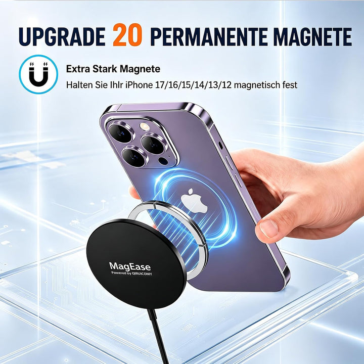 EXW Magnetisches Wireless Ladegerät 2er-Pack, 15W MagSafe-kompatibles Kabelloses Ladegerät für iPhon