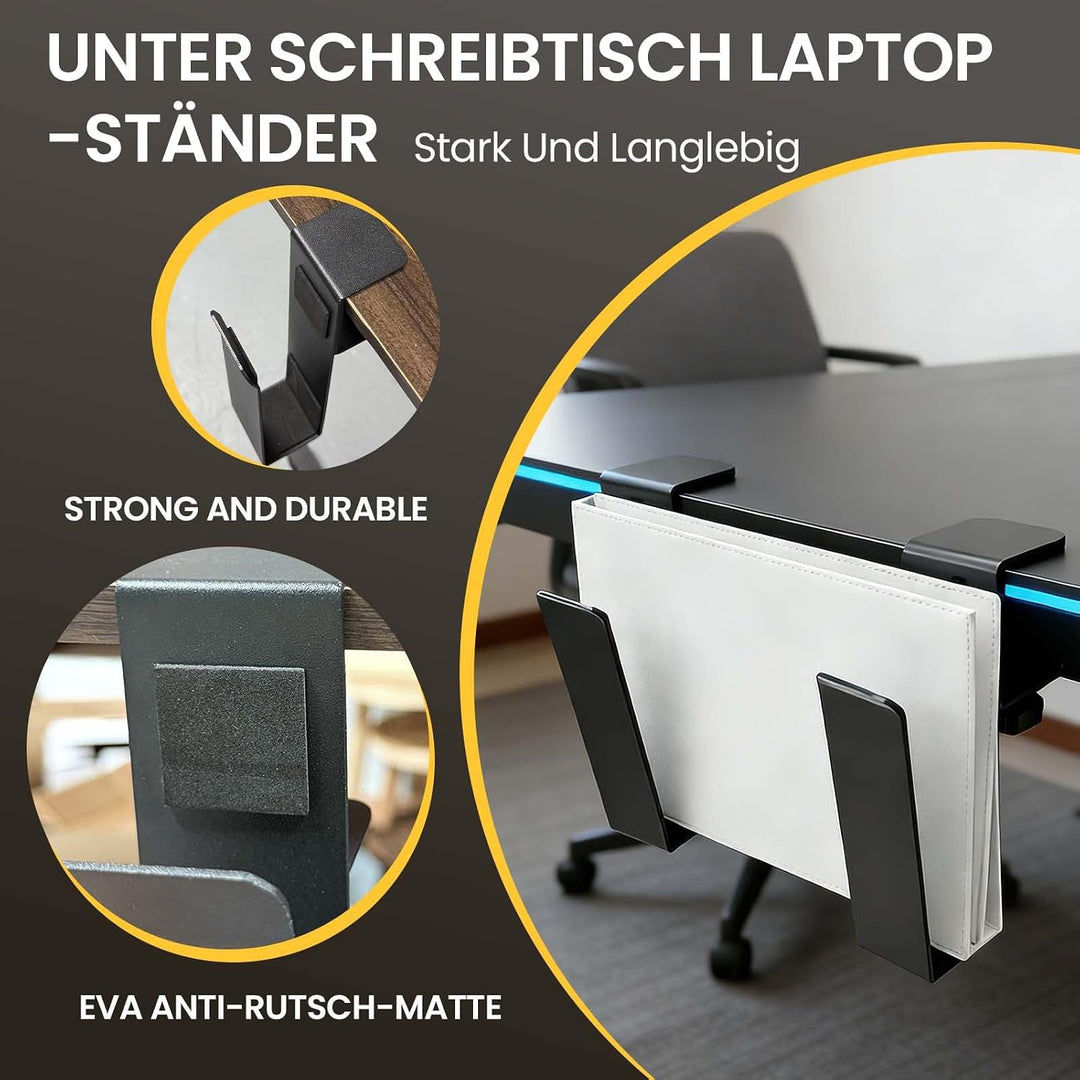 Verstellbarer Unter-Schreibtisch-Laptophalter, Metall Hängende Untershelf-Klemme, Bohrloser Laptop-O
