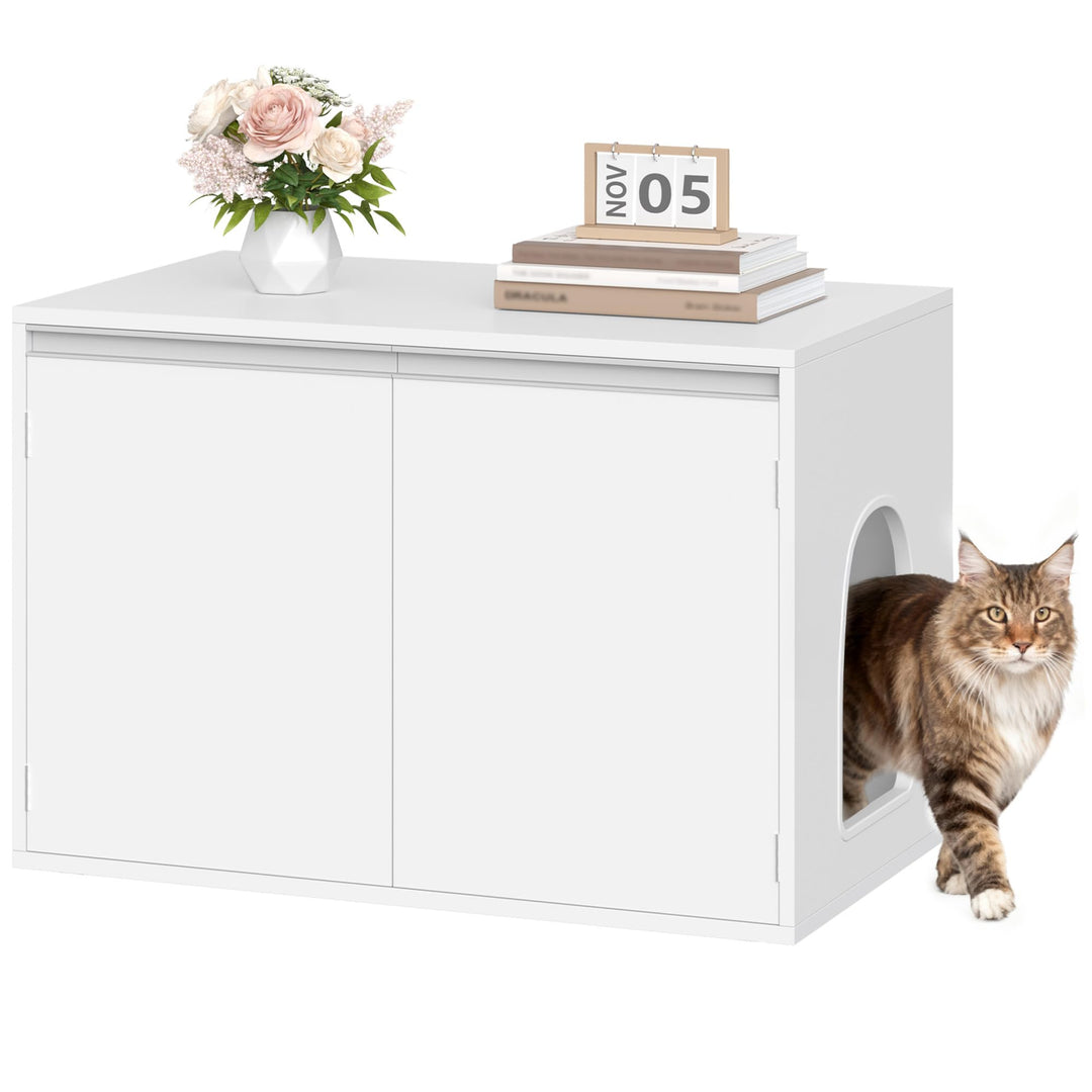 Hzuaneri Katzenklo Schrank, Katzenschrank mit Abnehmbarer Trennwand, 80 x 48,3 x 48,5 cm, Katzenhaus