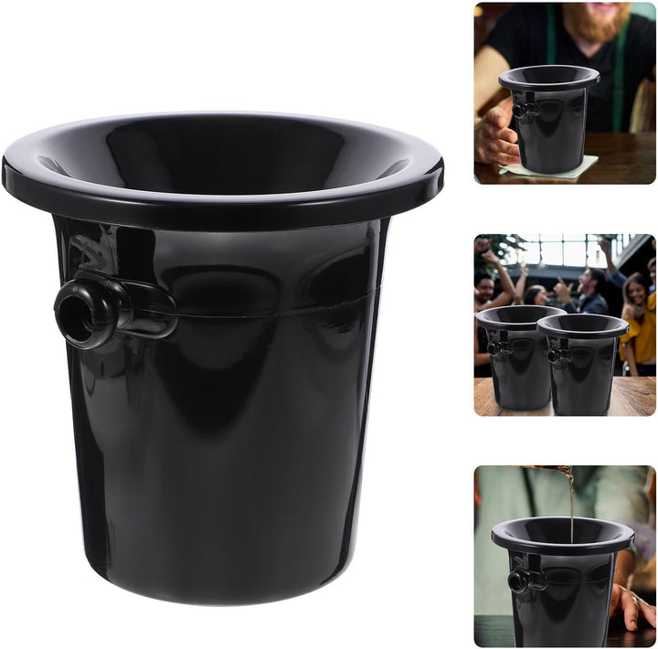 Homoyoyo Weinkühler Weinkühler Eimer Eisbehälter aus Plastik 3er Set, schwarz, rund, Doppelgriff, fü