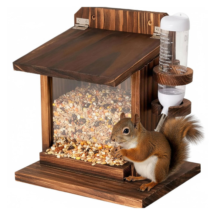 Eichhörnchen-Futterspender für draussen am Baum, Holz-Eichhörnchen-Picknick-Tisch-Futterspender für
