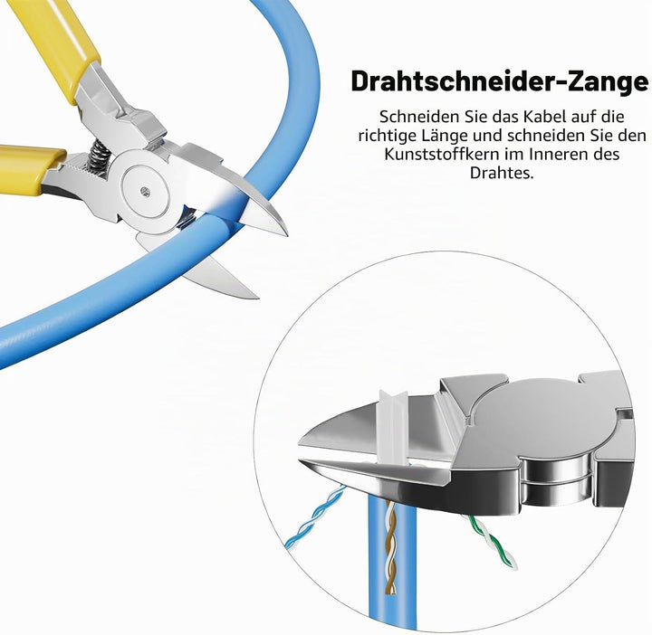 8-in-1 RJ45 Crimpzange &amp; Netzwerk Werkzeug Set Profi-Set mit Netzwerk Tester, Abisolierzange, Klinge