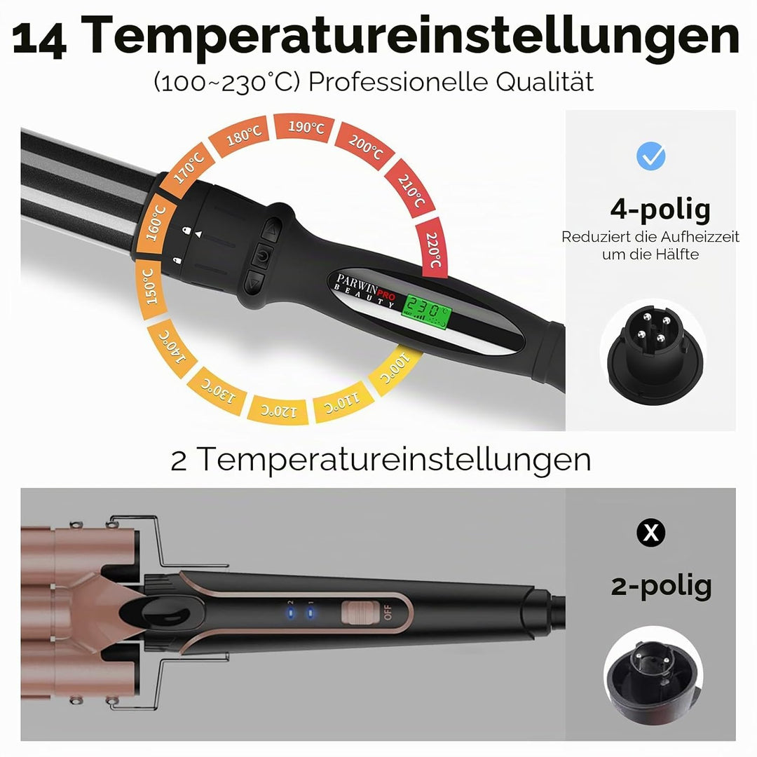 7 in 1 Lockenstab mit Verschiedenen Aufsätzen Set, PARWIN PRO BEAUTY für Grosse und Kleine Locken, C