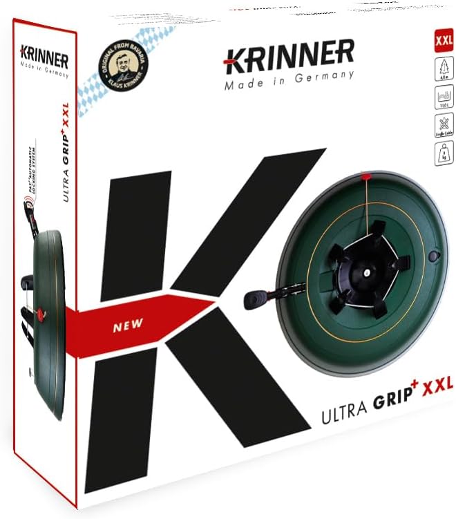 KRINNER Weihnachtsbaum Christbaumständer PREMIUM XXL grün inkl. Fusspedal- und Einseiltechnik Sicher