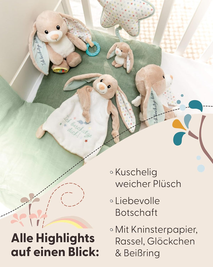 NICI Activity Kuscheltier Hase Fjella Ich beschütze Dich 23cm - rosa - Plüschtier für Babys und Klei
