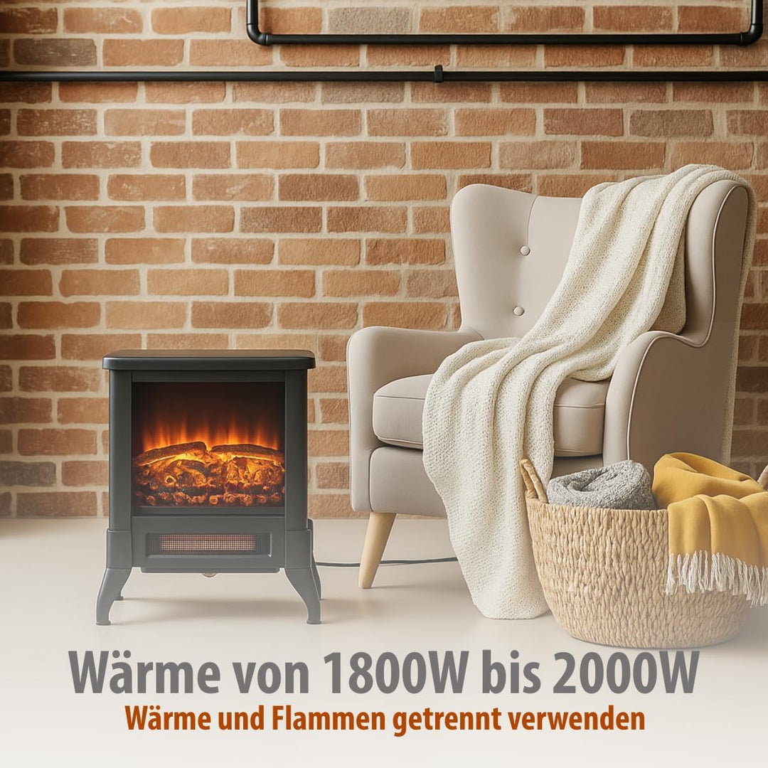 Classic Fire Elektrokamin Verona - Elektrischer Kamin 2000W - mit Heizung und Kaminfeuer - Deko Kami