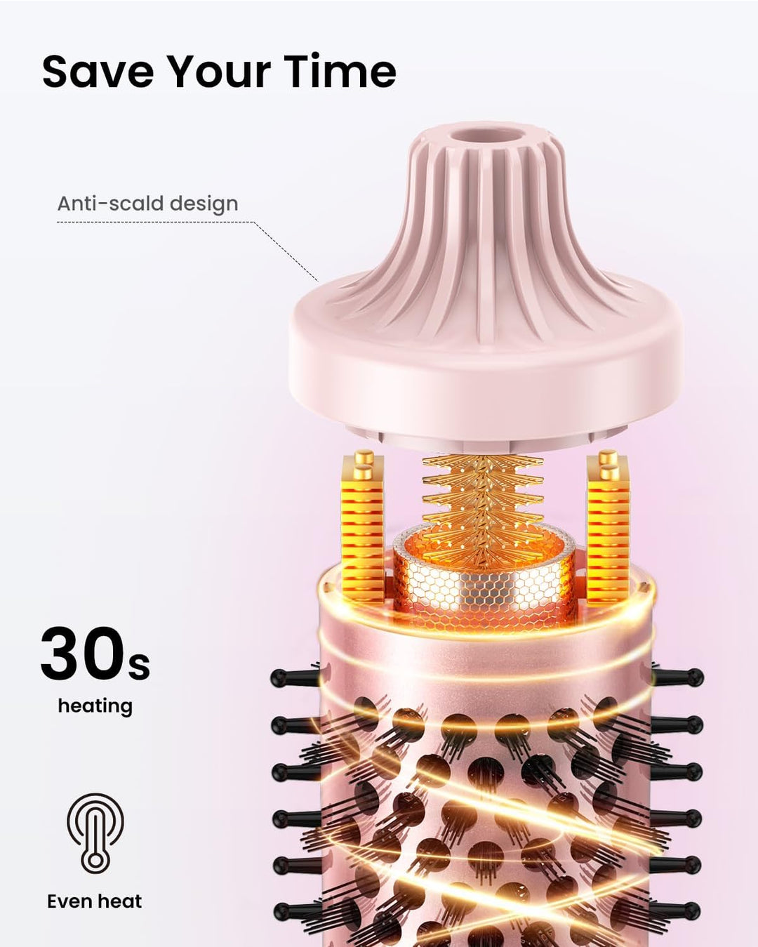 Thermobürste BESTOPE PRO,Thermal Brush 38mm Ionische Lockenbürste Voluminöses Haar,Keramik-Turmalin-