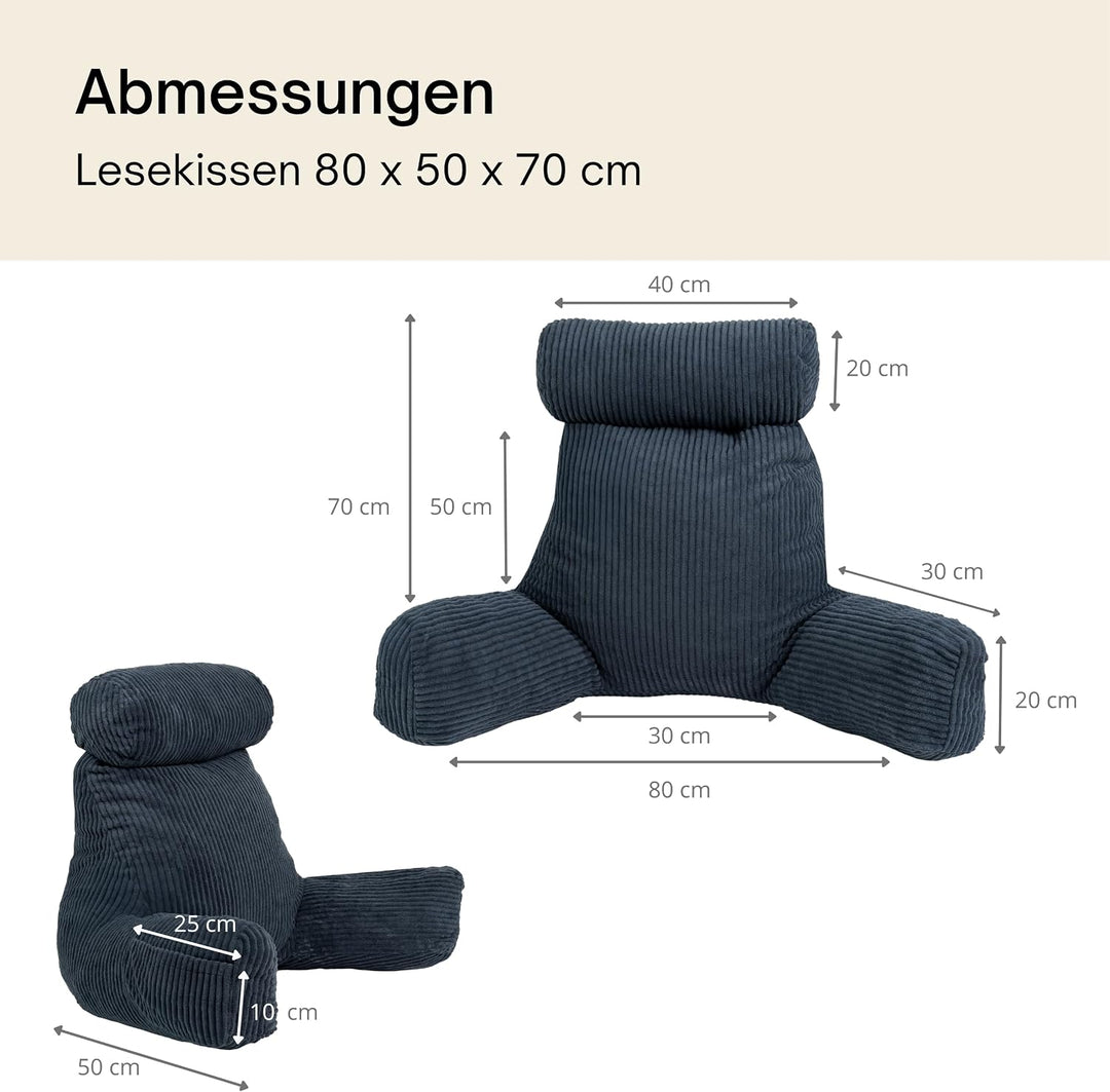 bananair – Lesekissen für Bett und Sofa aus Cord – Abnehmbare, Maschinenwaschbare Hülle – Weich &amp; Ko