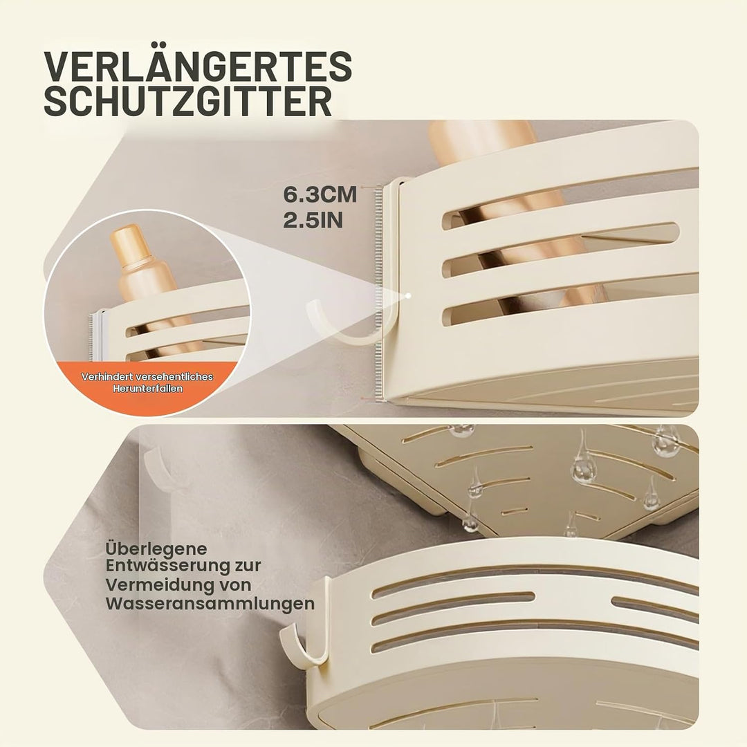 Lekesky Duschablage Ohne Bohren Ecke, Starke Saugnäpfe, Aluminium &amp; Rostfrei, Abnehmbar Badezimmer R