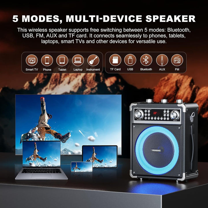 Karaoke-Maschine mit 2 kabellosen Mikrofonen, tragbarer Bluetooth-Lautsprecher für Erwachsene und Ki