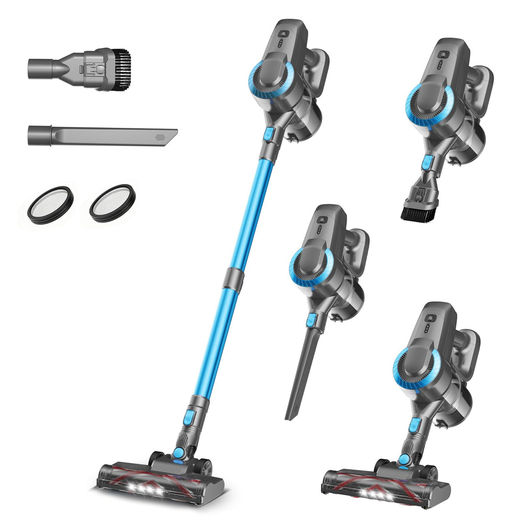 Akku Staubsauger, 30000Pa/55Min Staubsauger Kabellos Helles-blau, Helles-blau