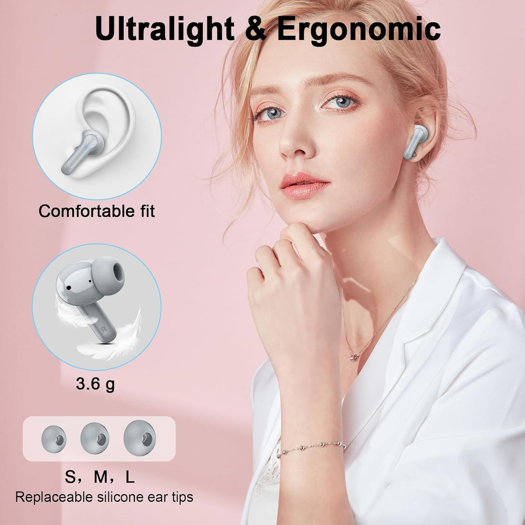 Rinsmola 2026 Bluetooth Headphones, 50 Hours Deep Bass Kopfhörer Kabellos Bluetooth 5.4, 3.6g In Ear