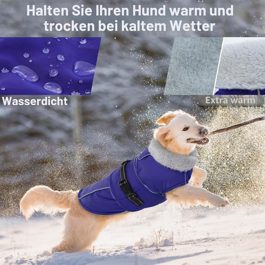 Lelepet Hundemantel Winterweste Reflektierende Fleece Hundejacke für Extra Grosse Hunde Wasserdicht