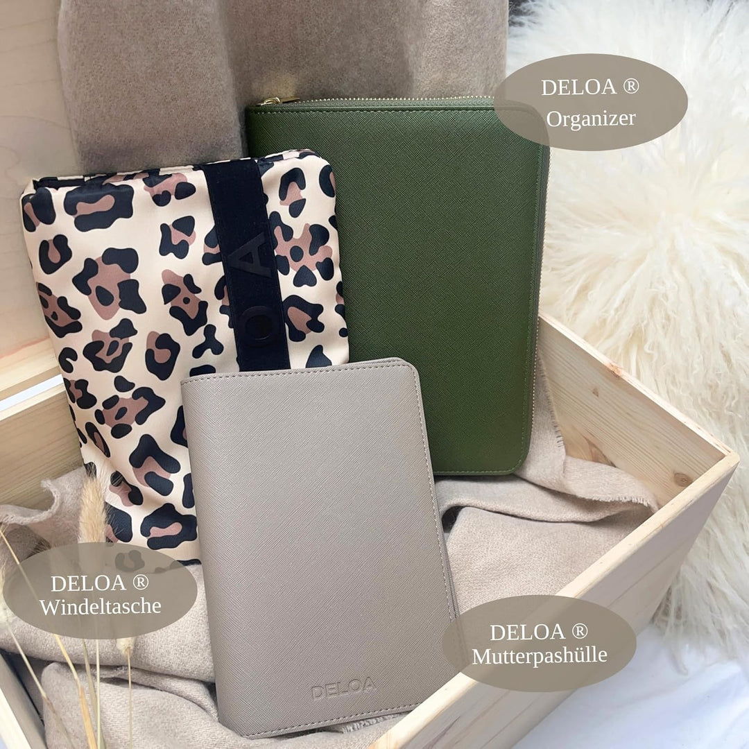 DELOA ® Windeltasche für unterwegs mit viel Platz - Kleine Wickeltasche, Baby Windelorganizer (Leopa