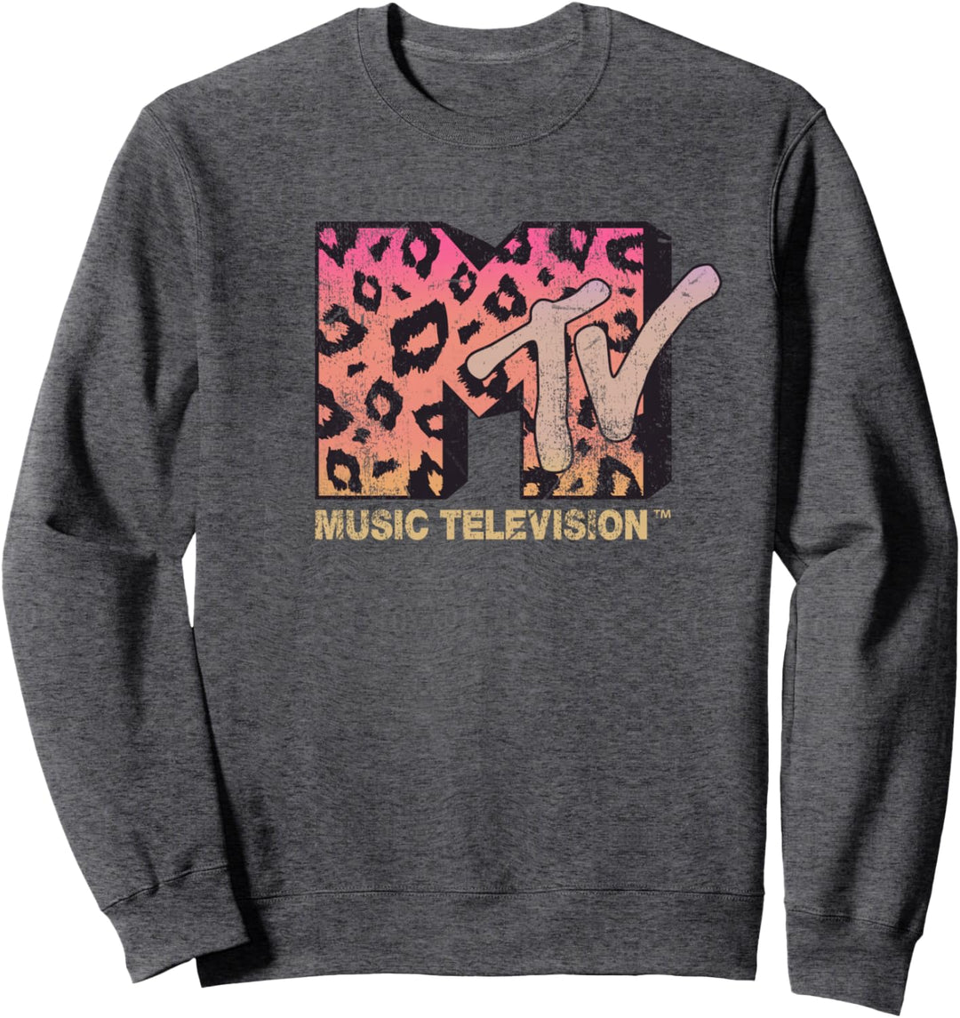 MTV Leopard Print Gradient Logo Sweatshirt