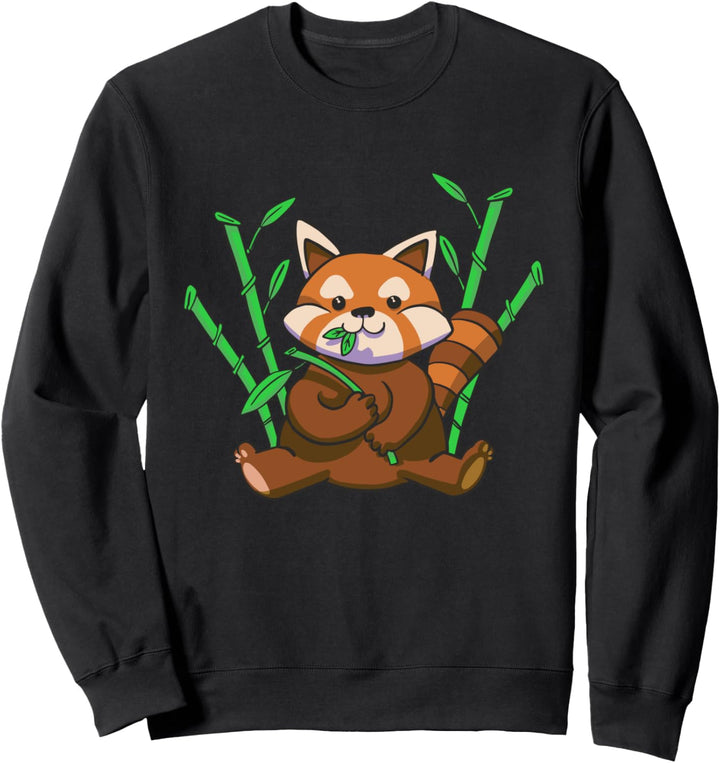 Roter Panda Isst Bambus Vegetarisch Lustiges Roter Panda Sweatshirt