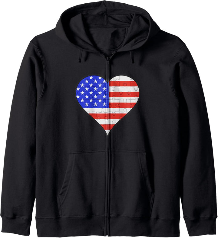 USA amerikanische Flagge Herz Kapuzenjacke