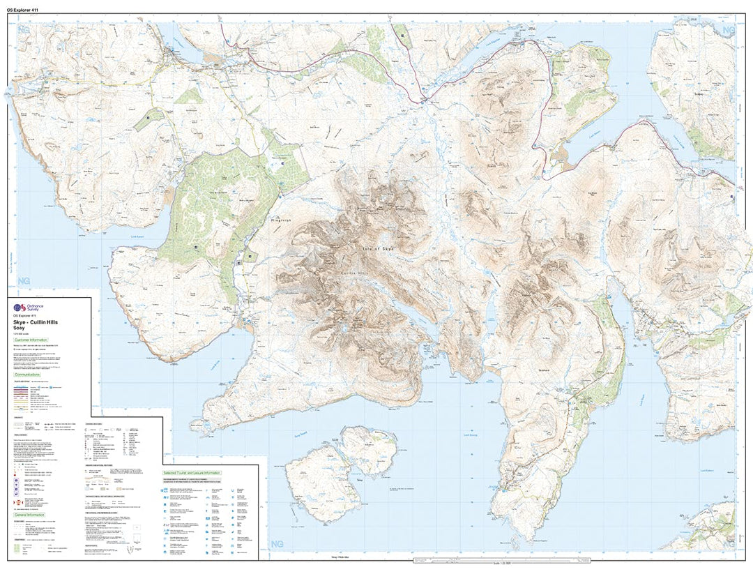Skye - Cuillin Hills - Soay (OS Explorer Active Map, Band 411), Karte