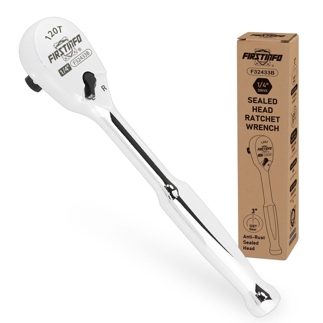 FIRSTINFO F32433B Ratsche 1/4″(6,35 mm) – versiegelter Kopf mit 120 Zähnen | kompakter umkehrbarer K