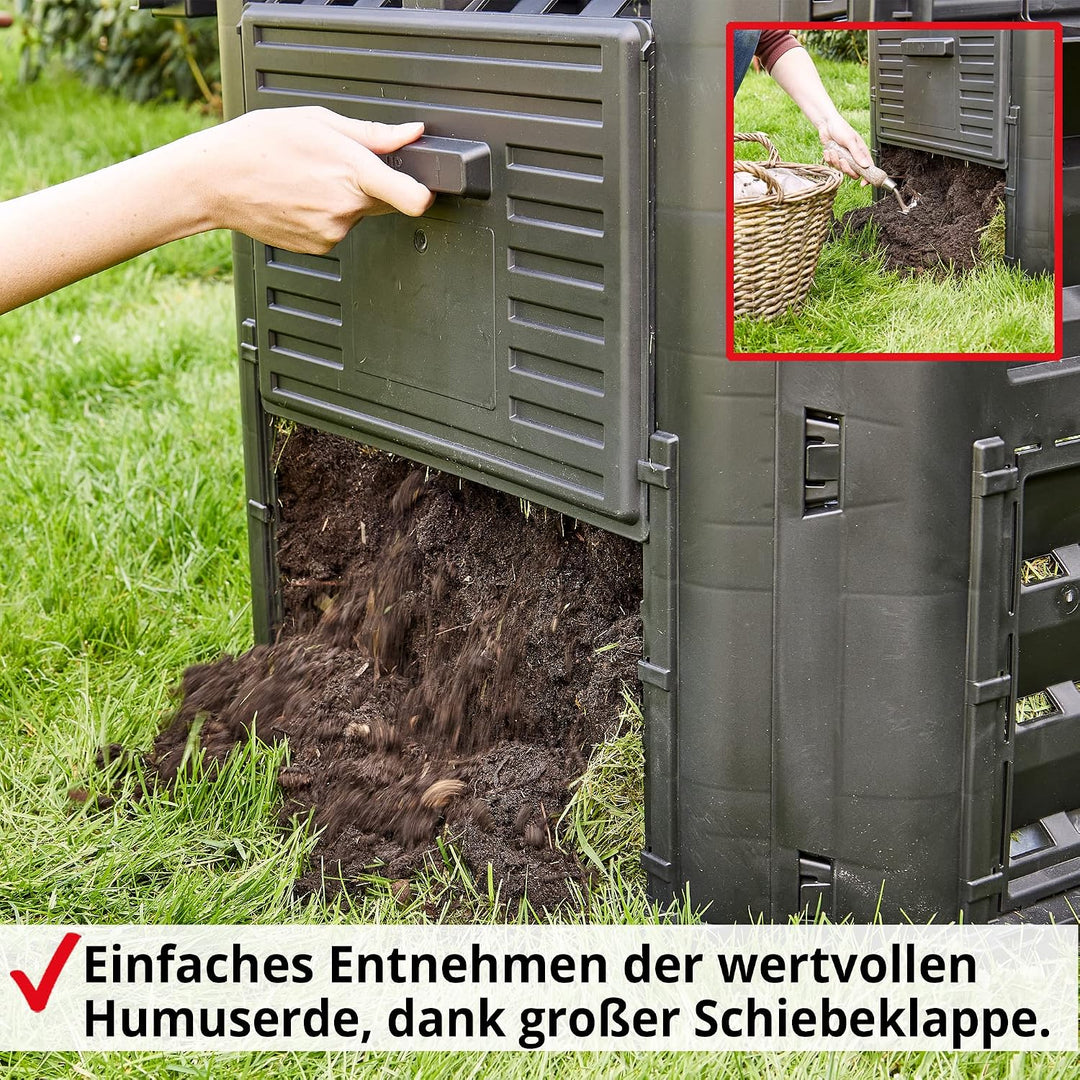 HECHT Thermokomposter aus Kunststoff – Schnellkomposter mit praktisches Stecksystem – Robuster &amp; hoc